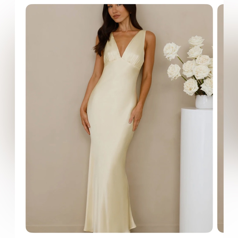 Hello Molly The Isabeau Satin Maxi Dress Yellow